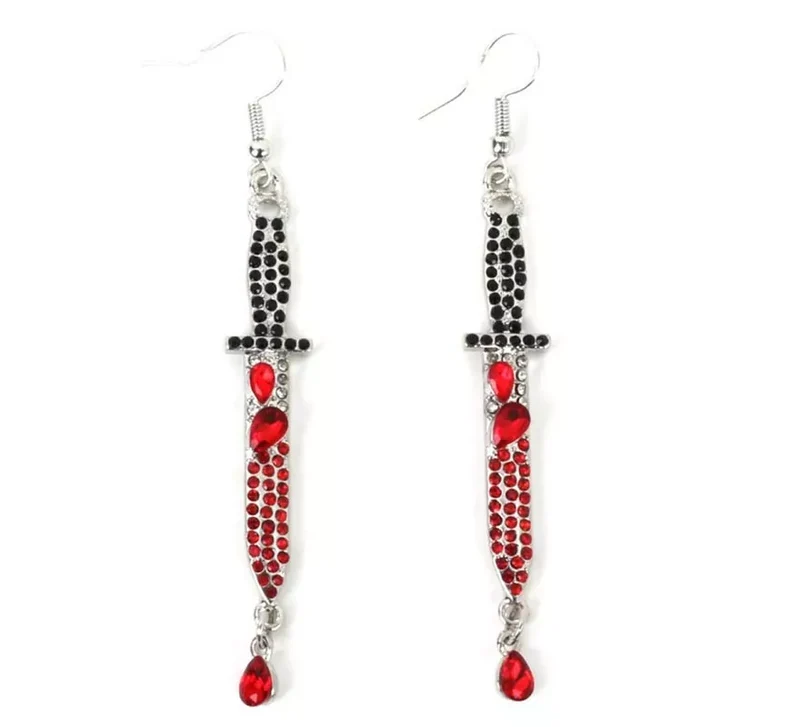 Pendientes de Navajas negro y rojo Universal Adulto