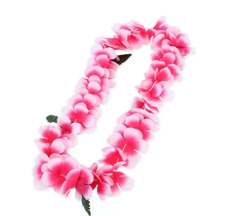 Collar Hawaii fucsia y blanco de 55 cm T.Universal
