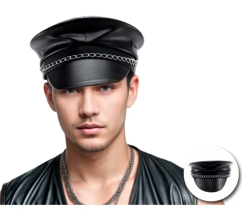 Gorra de Polipiel con cadena años 80 adulto Universal Adulto