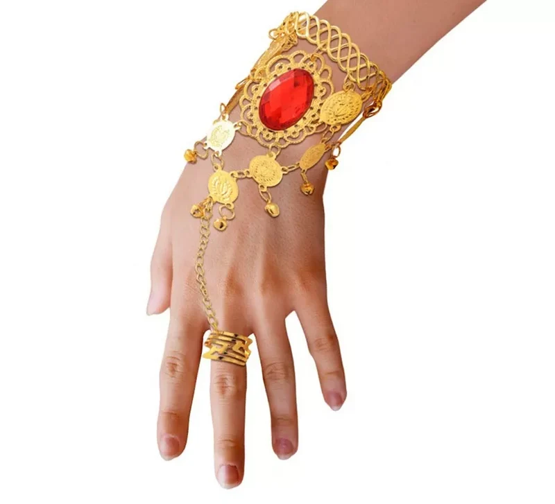 Pulsera Árabe Piedra roja con anillo Universal Adulto