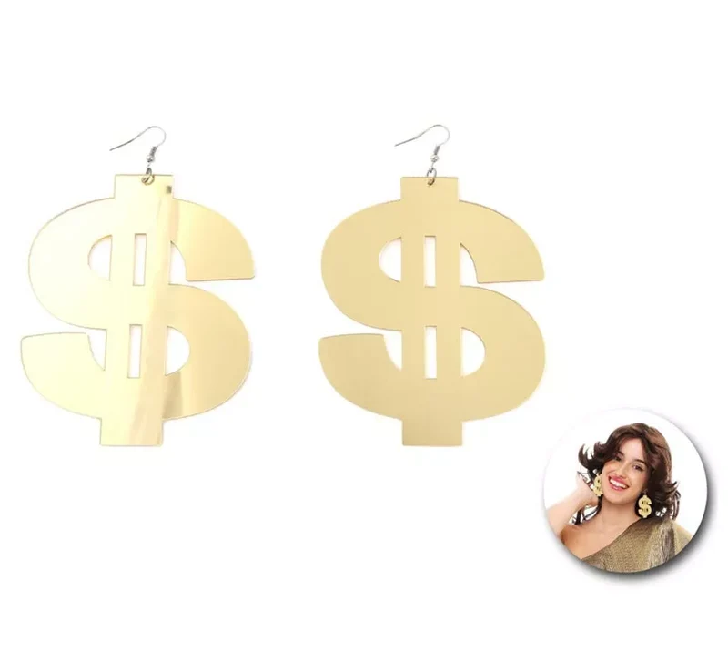 Pendientes de Dólar grueso dorado Universal Adulto