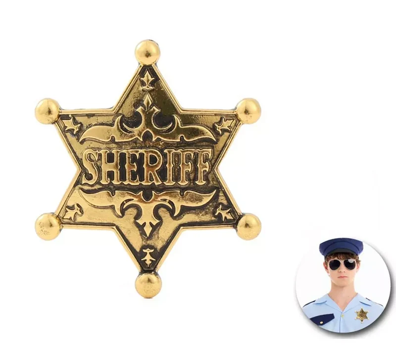 Placa Sheriff de metal dorado Universal Adulto
