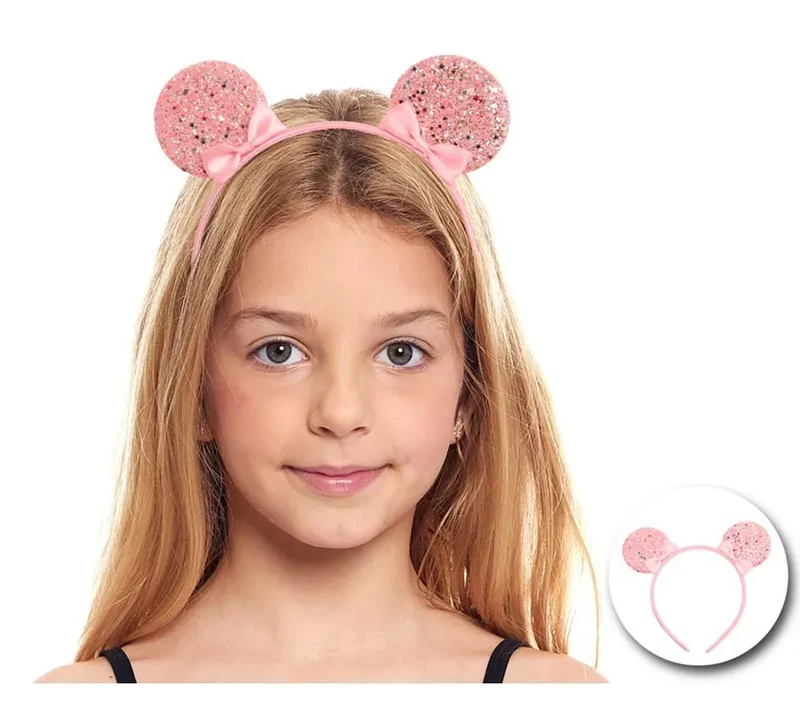 Diadema de Ratoncita rosa con lazos Universal Niños