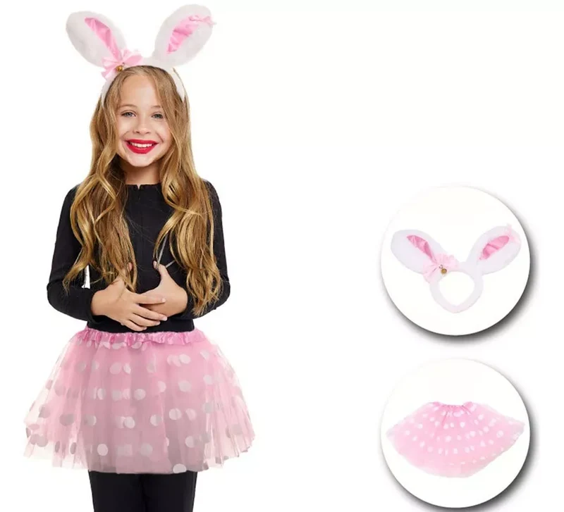Kit de Conejita Lunares infantil: Tutú y Diadema Universal Niños