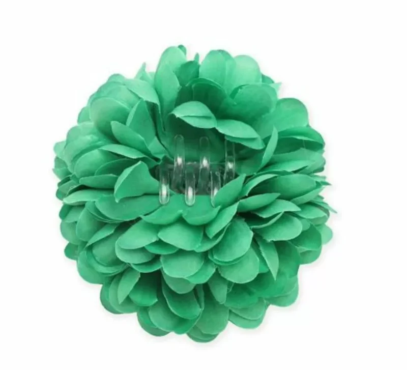 Flor con pinza para el cabello en varios colores de 11 cm Verde