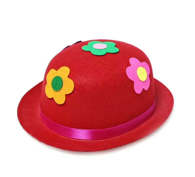 Bombín de Payaso con flores de fieltro adulto Universal Adulto