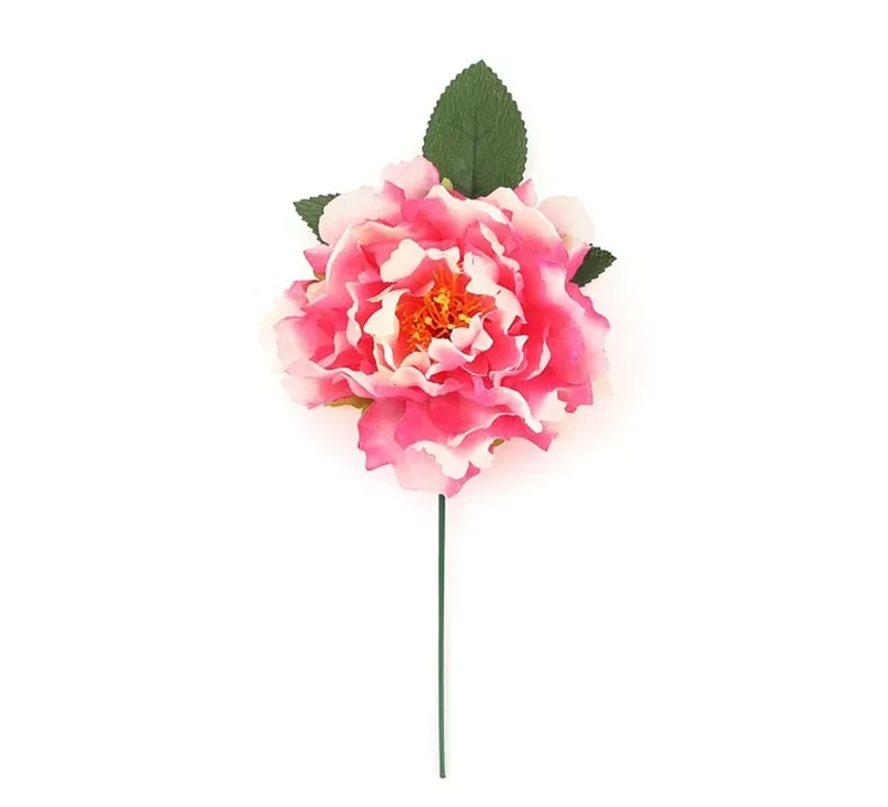 Flor con Pinza rosa y blanco de 14 cm T.Única