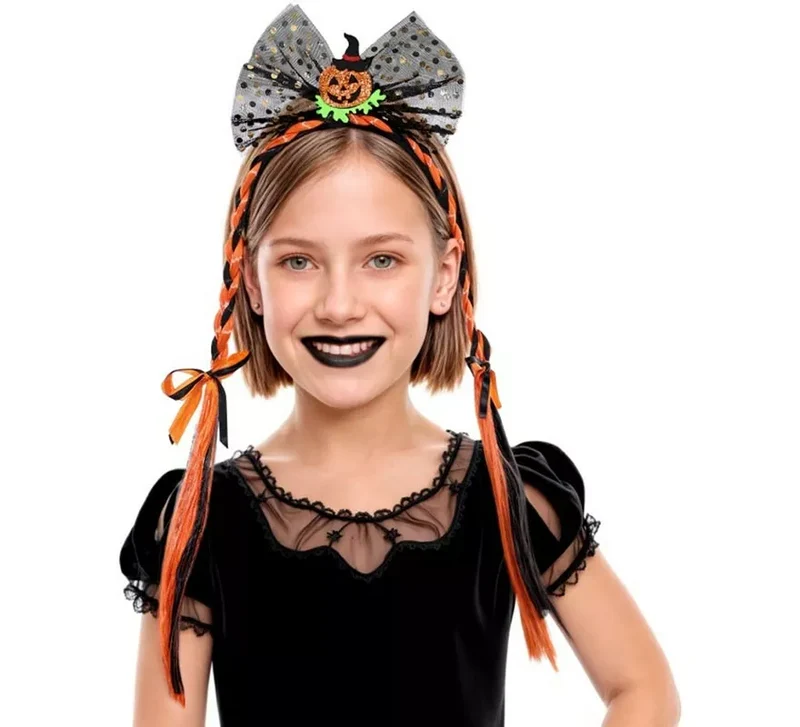 Diadema Calabaza con Dos Trenzas Infantil Universal Niños
