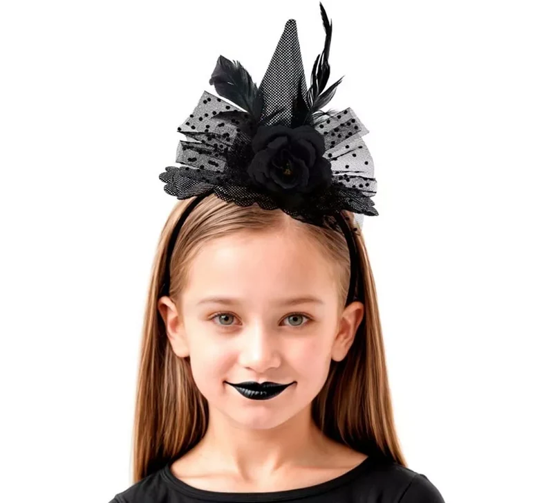 Diadema de Bruja con Rosa negra Infantil Universal Adulto