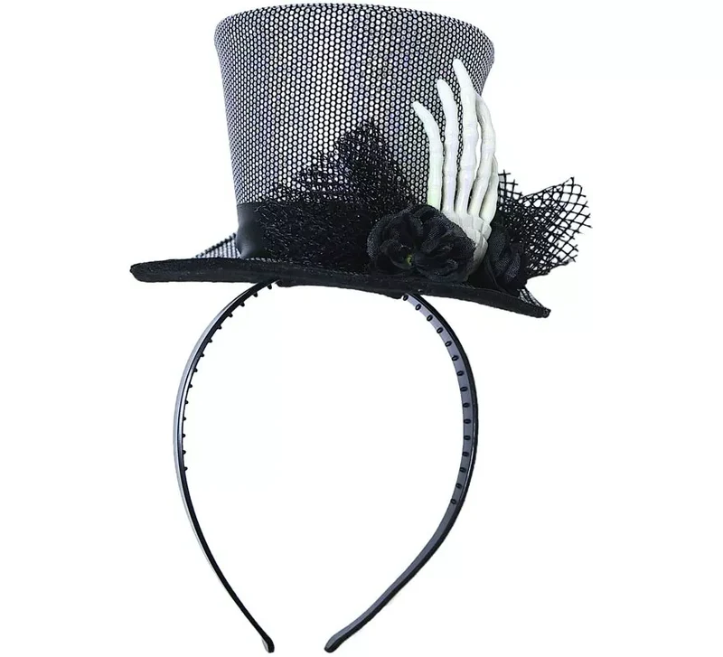 Diadema con Sombrero y Mano Esqueleto Universal Adulto