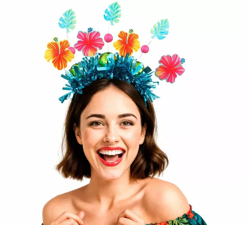 Diadema Tropical de Flores Hawaianas Sin talla