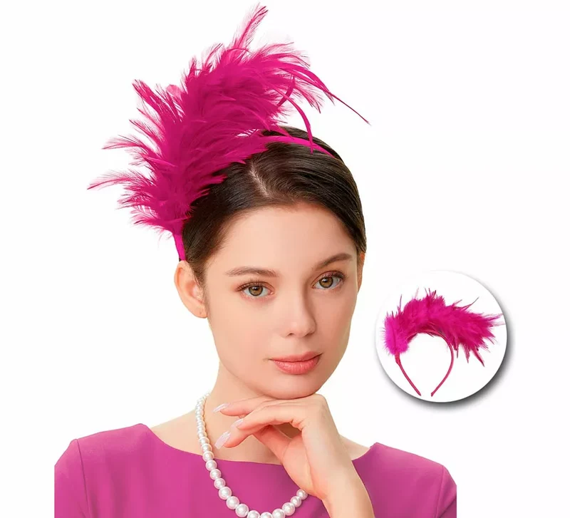 Diadema de Plumas Años 20 en varios colores Fucsia