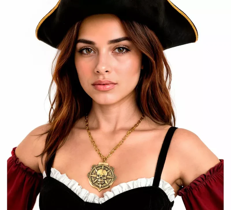 Colgante Calavera dorado de Pirata Sin talla