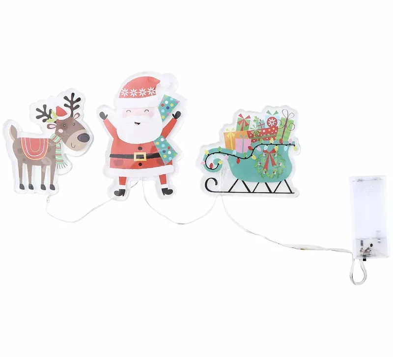 Pegatinas Gel Led 3 Figuritas de Papá Noel y Reno de 15x30 cm Sin talla