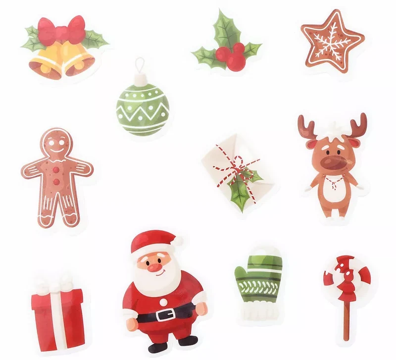 Pack de 11 Pegatinas Gel Figuritas Navideñas de 20x25 cm Sin talla
