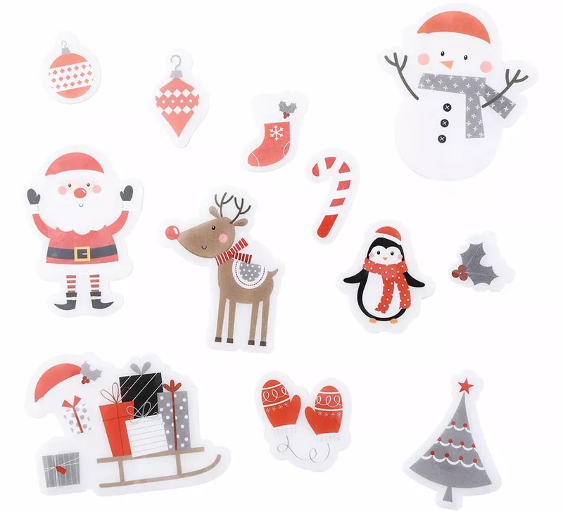 Pack de 12 Pegatinas Gel Figuritas Trineo de Navidad de 20x25 cm Sin talla