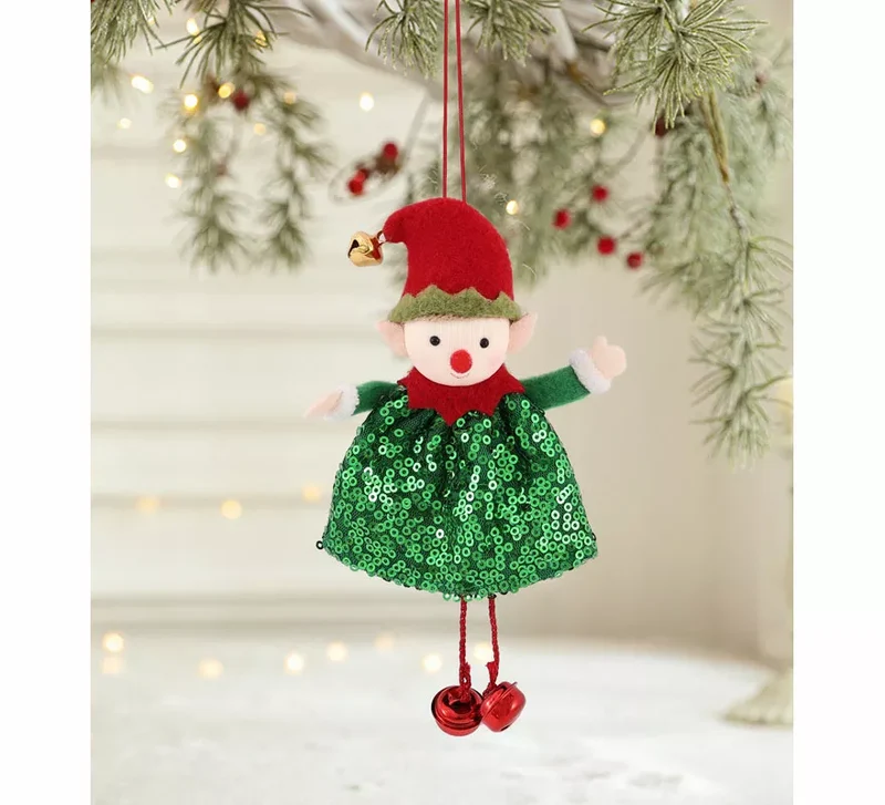 Colgante Navideño de Elfo con Lentejuelas de 16 cm T.Única