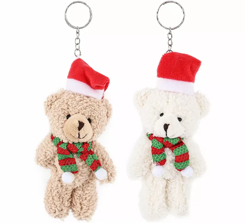 Llavero de Oso Peluche Navideño surtidos de 10 cm T.Única