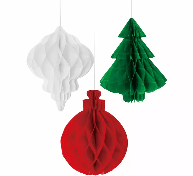 Pack de 3 Colgantes Panal Navideño T.Única
