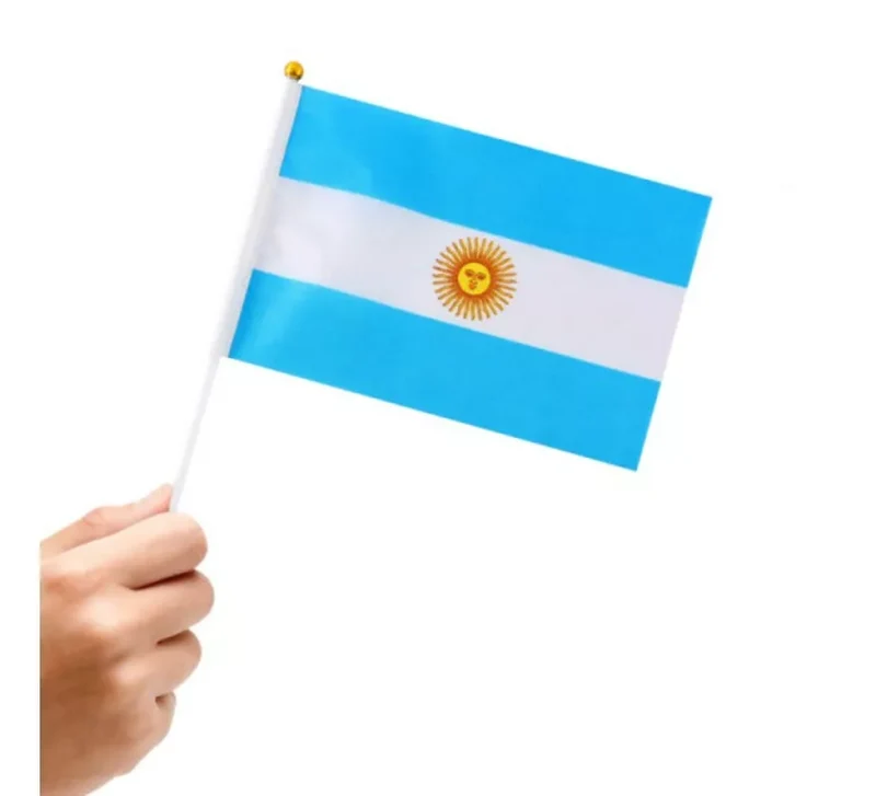 Banderín de Argentina con Mango de 14x21 cm Sin talla