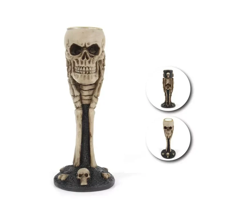 Portavelas de Calavera Tenebrosa de resina de 5,3x13x5,3 cm T.Única