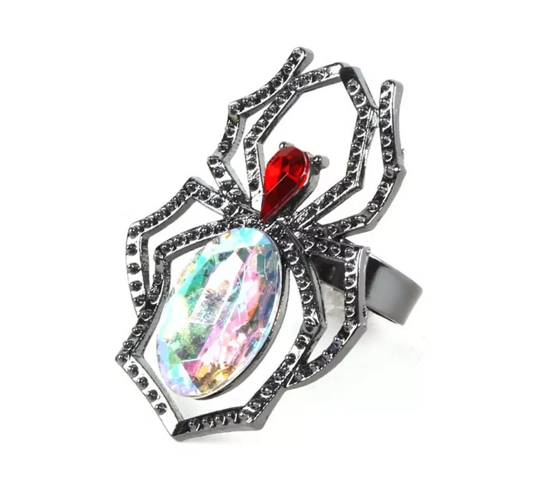 Anillo de Araña brillante de metal Universal Adulto