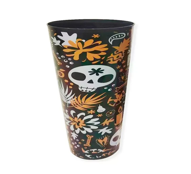 Vaso Día de los Muertos de plástico de 8,5x5,5x13,5 cm T.Única
