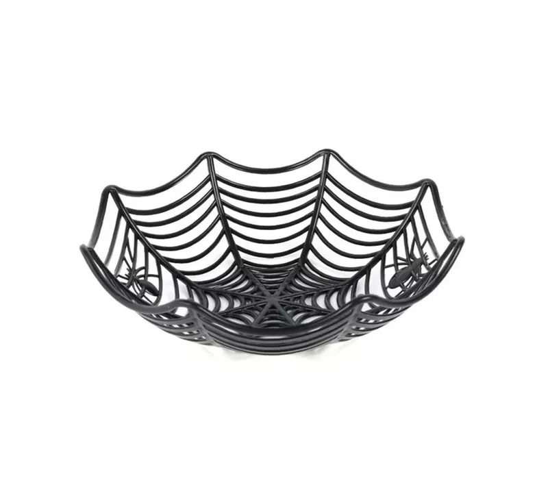 Cesta Telaraña con Arañas de 21x6 cm en varios colores Negro