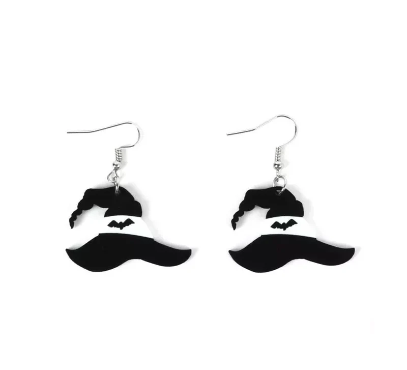 Pendientes de Sombrero de Bruja negro y blanco Universal Adulto