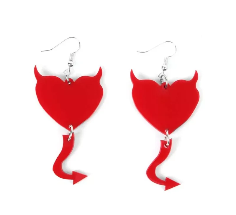 Pendientes de Corazón Diablesa rojo Universal Adulto