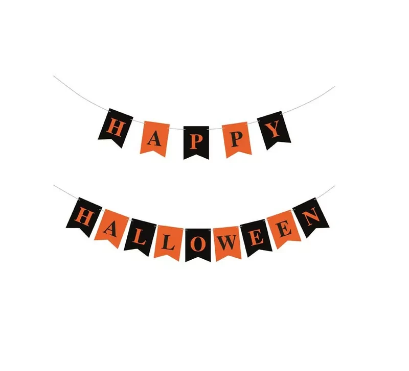 Banner de Happy Halloween negro y naranja de 3 m T.Única