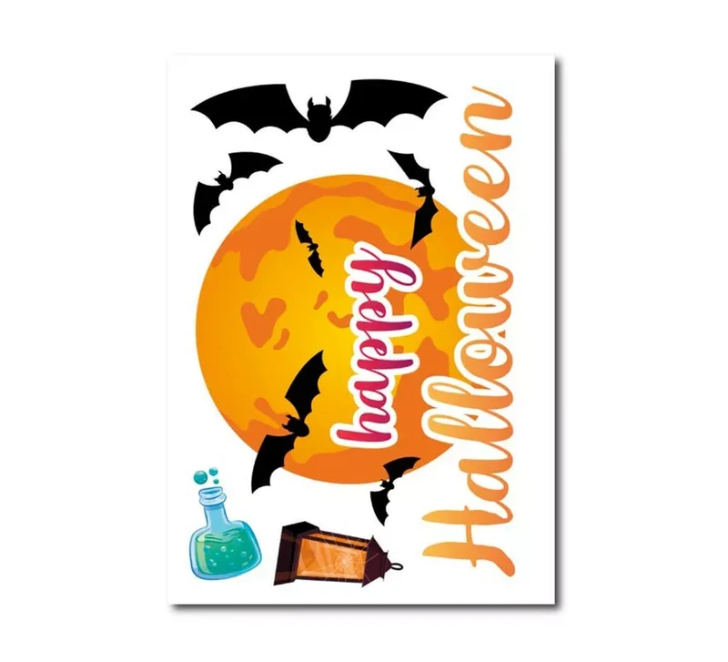 Pegatina de Happy Halloween de vinilo de 20x30 cm T.Única