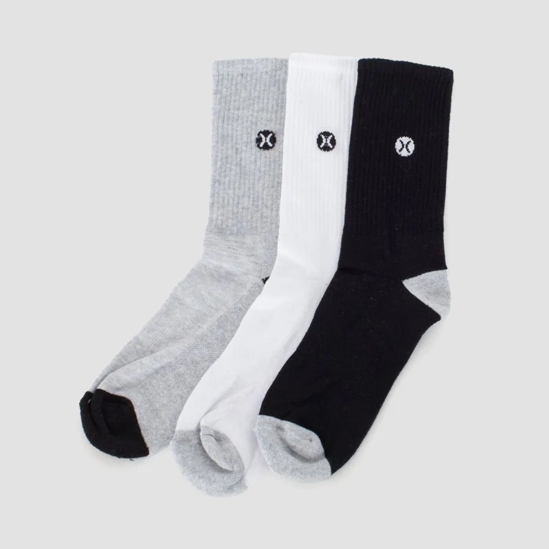 Hurley Icon 1/2 Terry Crew Socks 3 Pack Le Grey Heather 9-12uk / Le Grey Heather