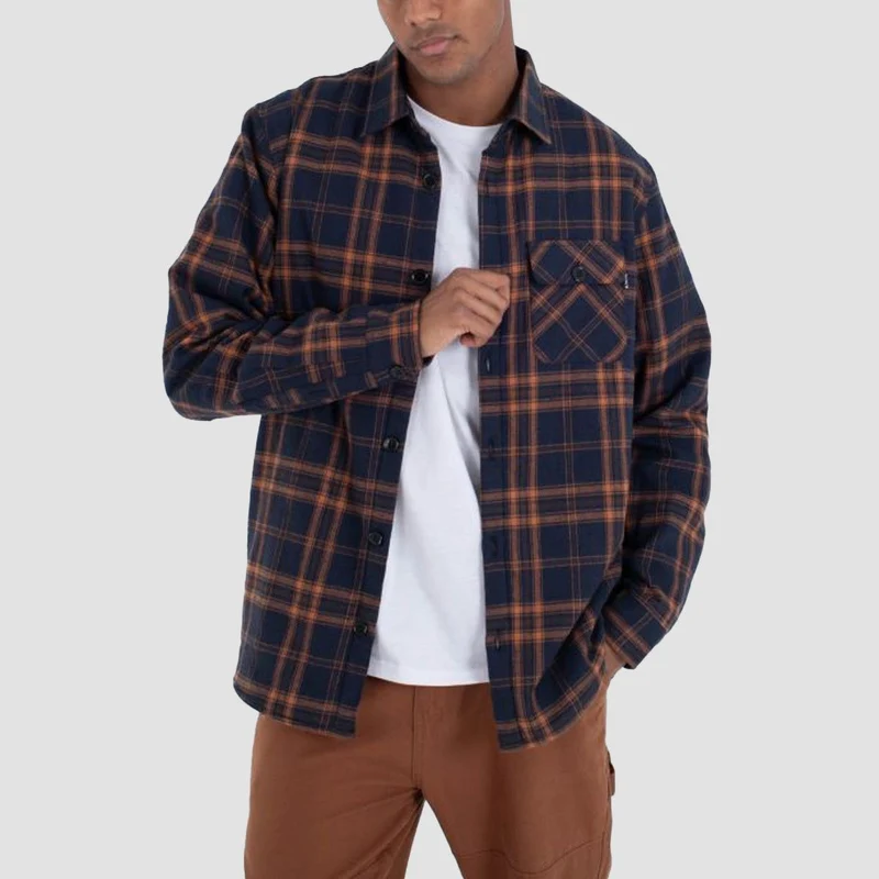 Hurley Axe Sherpa Flannel Longsleeve Shirt Armored Navy Small / Armored Navy
