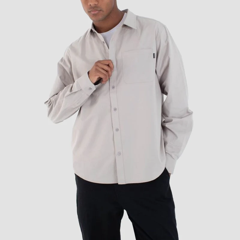 Hurley Staple Twill Longsleeve Shirt Bone Medium / Bone