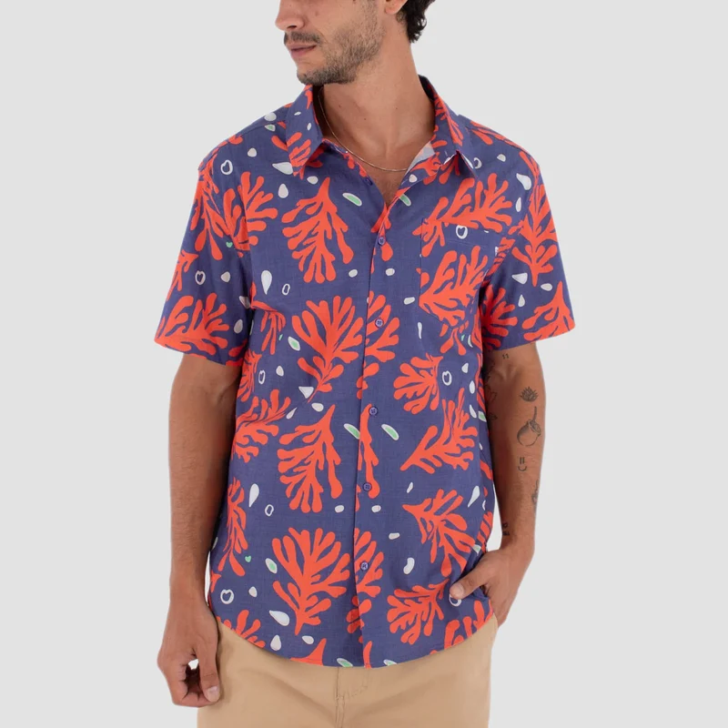 Hurley Coral Short Sleeve Shirt Destroyer X-Large
