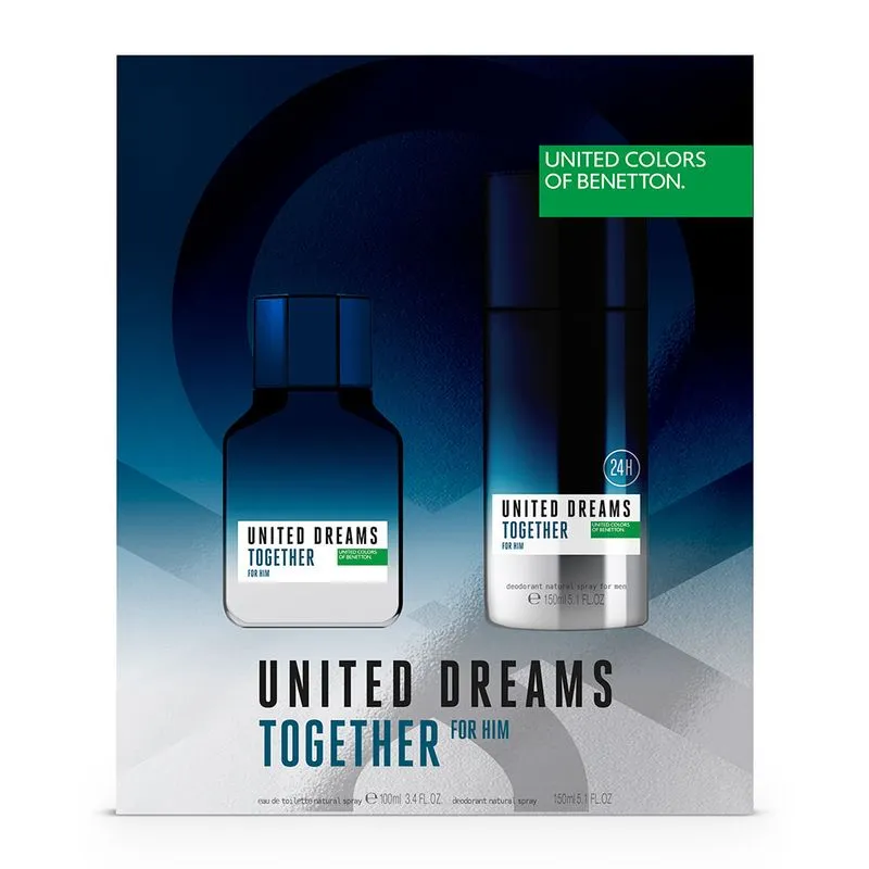 Benetton United Dreams Together for Him Kit - Perfume Masculino EDT 100ml + Body Spray 150ml Kit