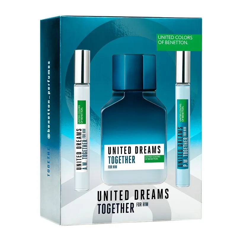 Benetton United Dreams Together Kit -Perfume Masculino EDT + 2 Boosters Kit