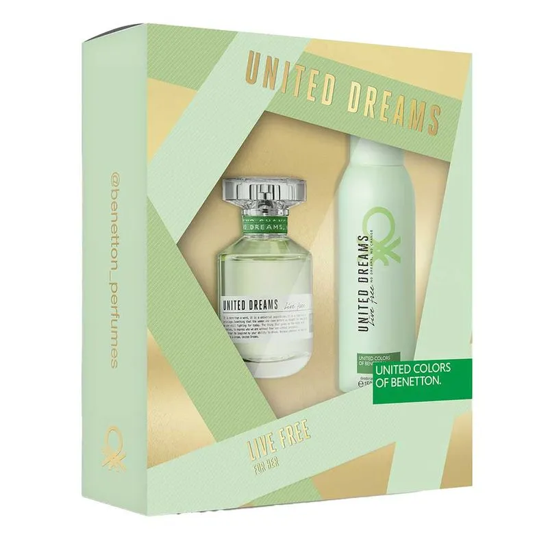 Benetton United Dreams Live Free Kit – Perfume Feminino EDT 80ml + Desodorante 150ml Kit