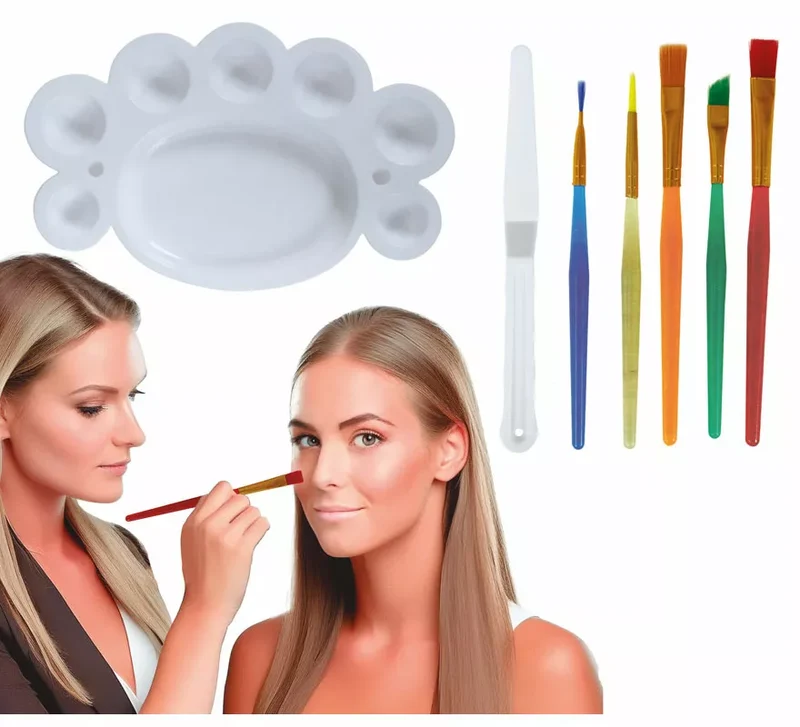 Kit de Maquillaje: 5 Pinceles, paleta y espátula Sin talla