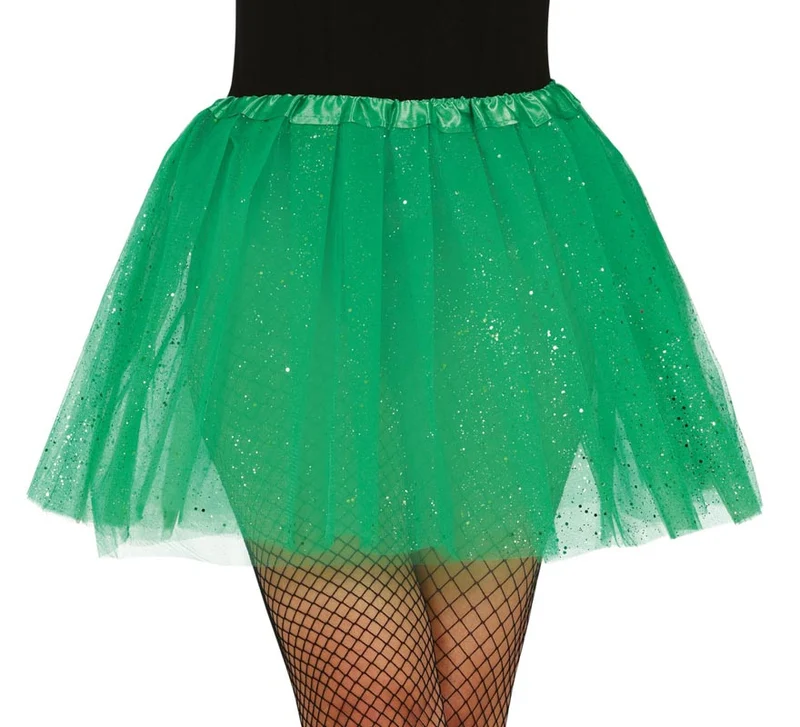 Tutú de 40 cm con Brillantina Glitter en varios colores Verde Oscuro