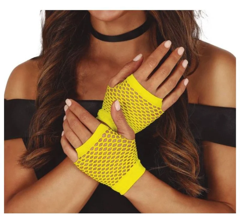 Guantes Malla en varios colores Neón de 11 cm Amarillo
