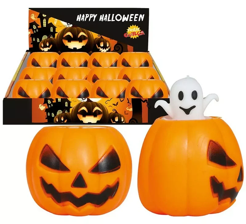 Caja de 12 Calabazas Goma con Fantasma 5 cm Sin talla