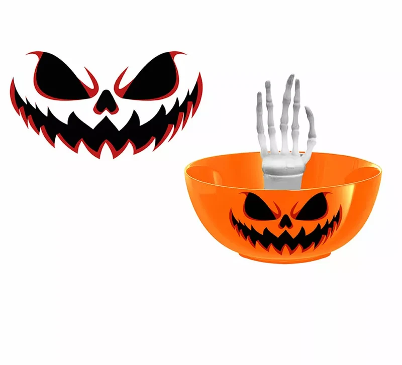 Bol con Mano Esqueleto Calabazas de 25 cm Sin talla