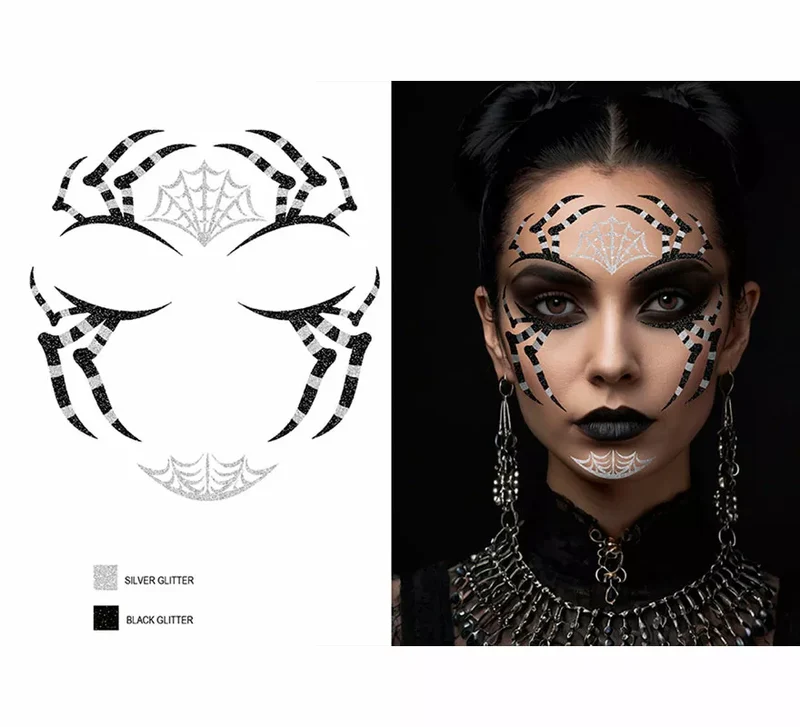 Glitter Face Araña negra de 13x15 cm Universal Adulto
