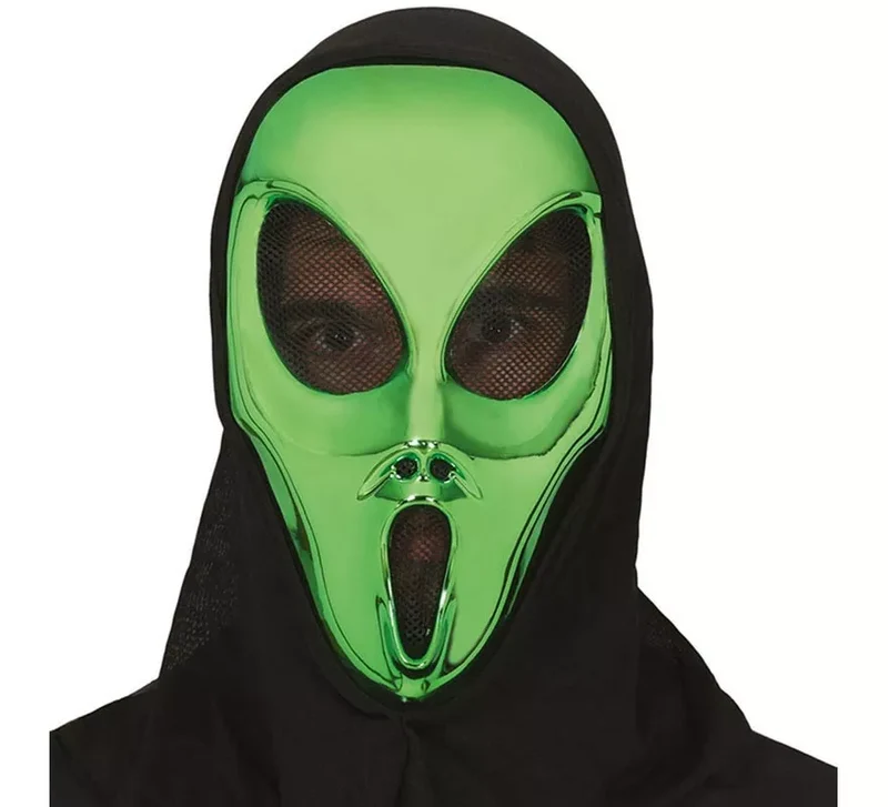 Máscara de Alienígena verde con Capucha Universal Adulto