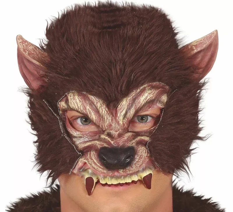 Media Máscara de Hombre Lobo con Pelo de Látex Universal Adulto