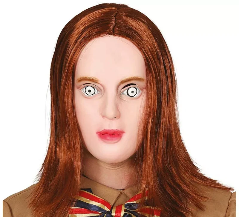 Máscara de Muñeca Psicópata Megan de Látex con Pelo Universal Adulto