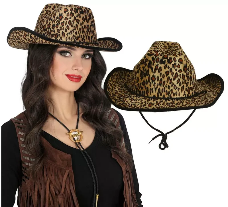 Sombrero Vaquero Leopardo adultos T.Única