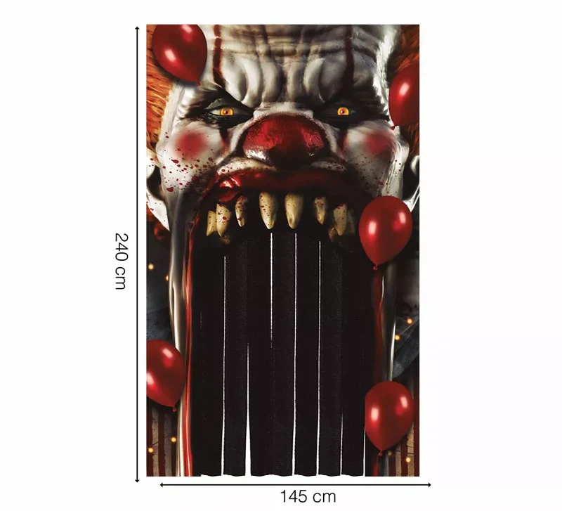 Cortina de Payaso Terror de 145X240 cm T.Única